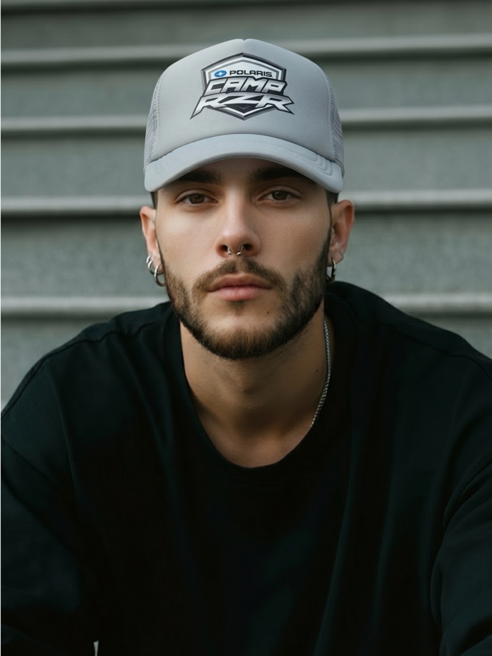 Polaris Camp RZR Mesh Trucker Hat - Light Gray